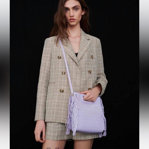 New MAJE PARIS Checked Linen Jacket in Size 6/M/38 - Picture 4 of 11